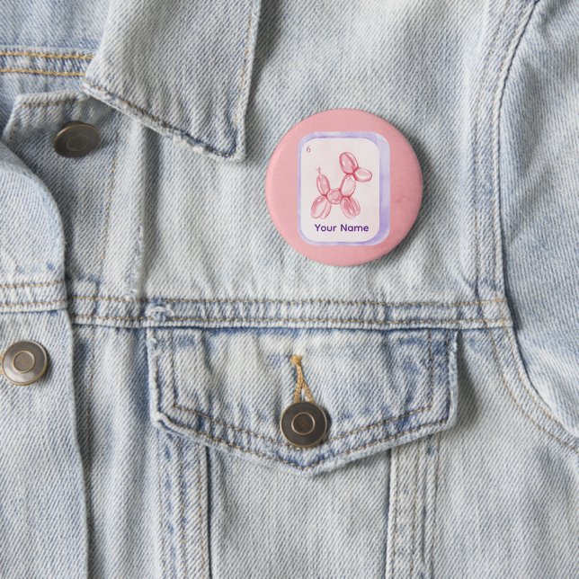 Cute Pink Balloon Dog Minimalist aesthetic Button (In Situ)