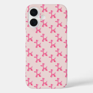 Cute Pink Balloon Dog Whimsical Colorful Pattern iPhone 16 Case