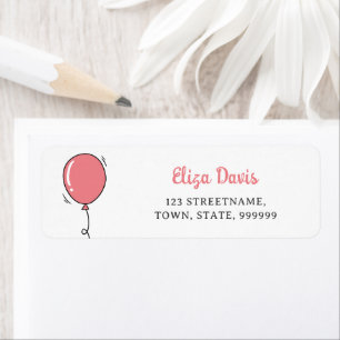 Cute Pink Balloon Kids Return Address Label