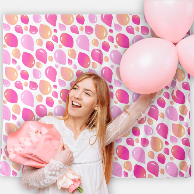 Cute Pink Balloon Pattern Baby Shower Backdrop (Creator Uploaded)