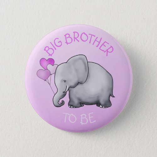 Cute Pink BalloonElephant Baby Shower Big Brother Pinback Button