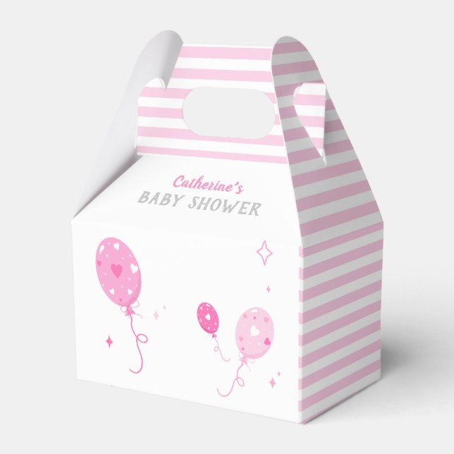 Cute Pink Balloons Baby Shower Favor Box 🎀 (Front Side)