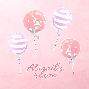 Cute Pink Balloons Nursery or Kids Bedroom