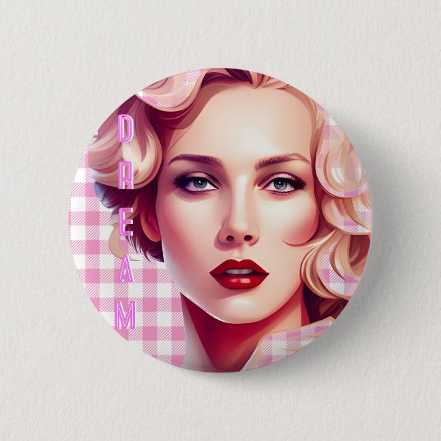 Cute Pink Barbs Dream Button (Front)