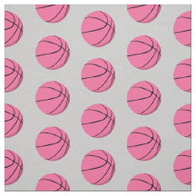 cute pink basketballs on gray sports pattern
