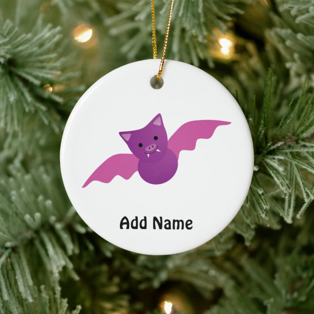 Cute Pink Bat Ceramic Ornament (Tree)