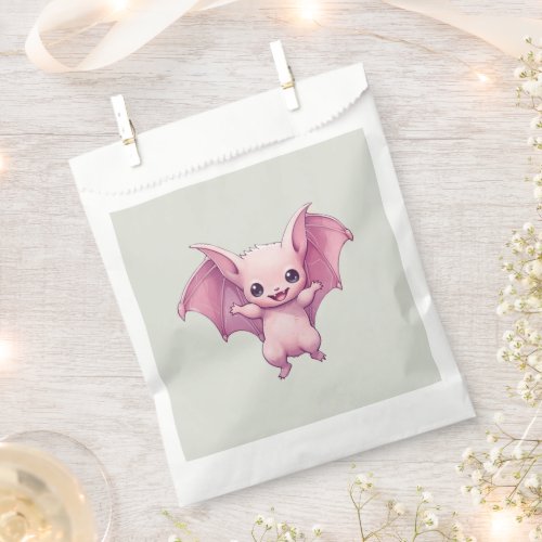 Cute Pink Bat Green Happy Halloween Favor Bag