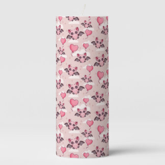 Cute pink bats and hearts pillar candle