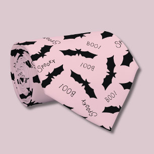 Cute Pink Bats Halloween Party Neck Tie