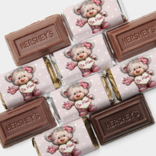 Cute Pink “Be Mine” Teddy Bear Hershey's Miniatures