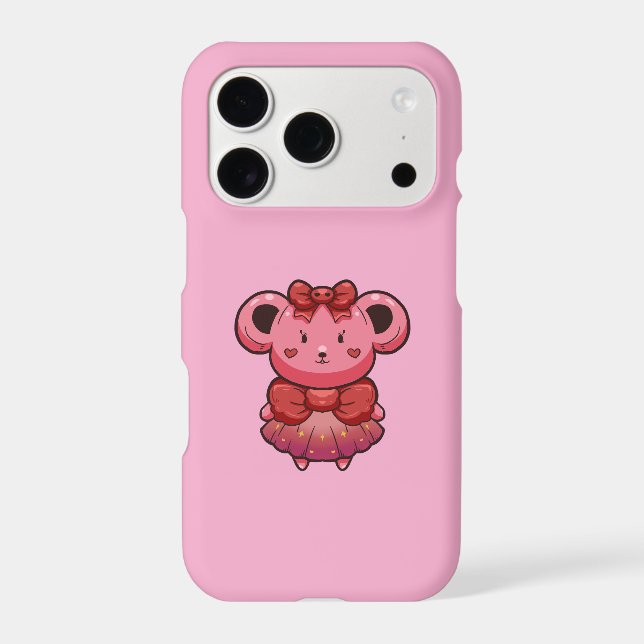 cute pink bear iphone case (Back)