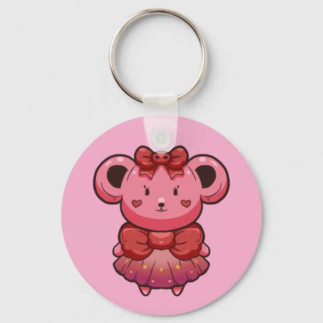 cute pink bear keychain (Front)