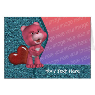 Cute Pink Bear Photo Cards