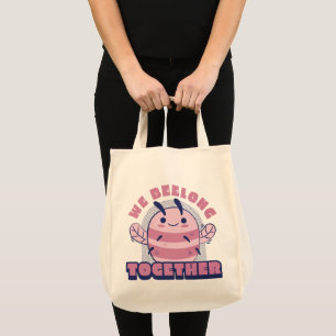 Cute pink bee tote bag design