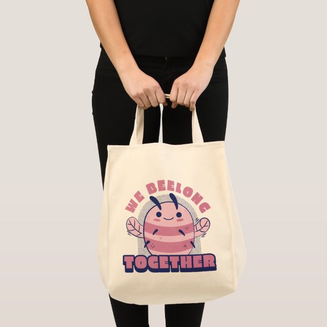 Cute pink bee tote bag design (Front (Product))