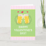 Cute Pink Beer Gaudy Hoppy Valentines Day Holiday Card