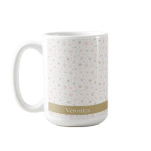 Cute Pink & Beige Snowflake Pattern Christmas Name