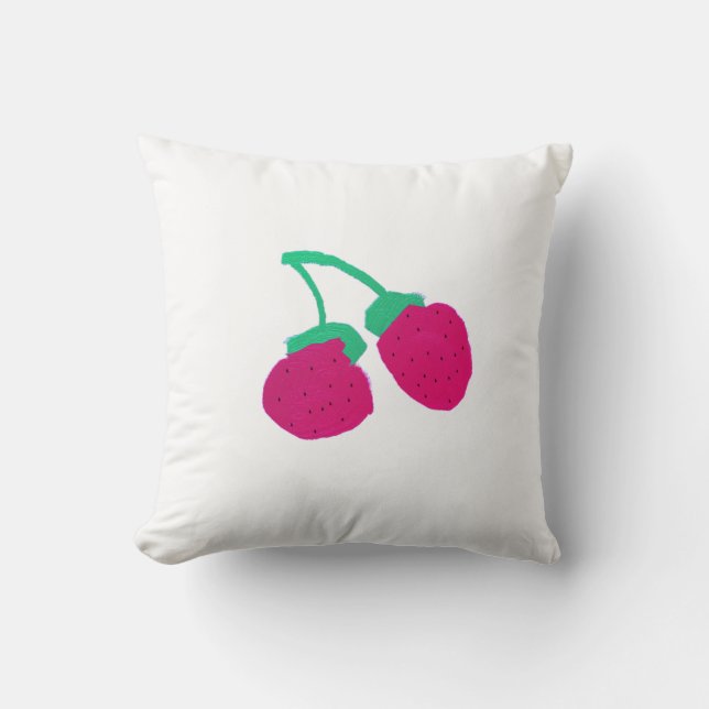 Cute Pink Berries Throw Pillow Cushion (Front)