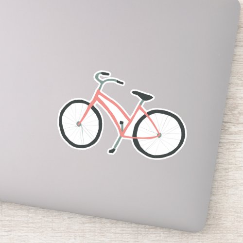 Cute Pink Bicycle Dutch Bike Drawing Art Sticker