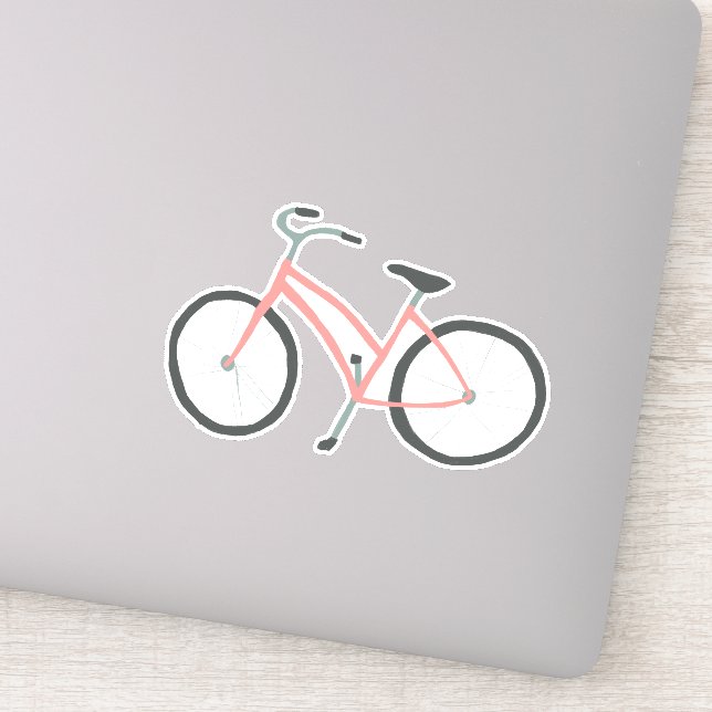 Cute Pink Bicycle Dutch Bike Drawing Art Sticker (Detail)
