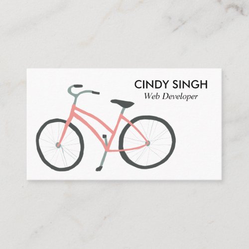 Cute Pink Bicycle illustrated business card