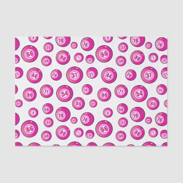 Cute Pink Bingo Balls Fun Bingo Player Tissue Paper (Front)