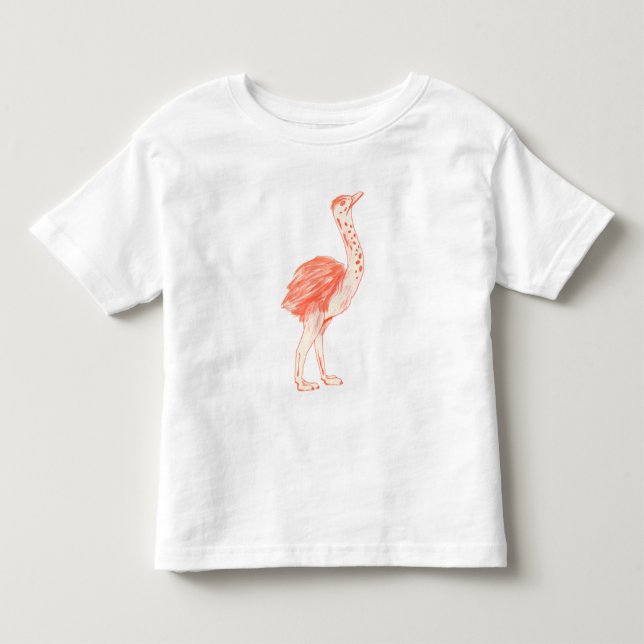 Cute Pink Bird Artistic Baby Ostrich Toddler T-shirt (Front)
