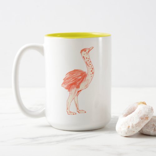 Cute Pink Bird Artistic Baby Ostrich Two_Tone Coffee Mug
