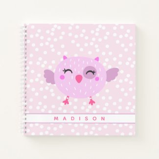 Cute Pink Bird - Blush Polkadots Kids' Notebook
