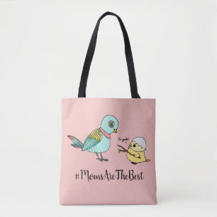 Cute Pink Bird Cartoon Best Mom First Mother's Day Tote Bag
