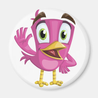 Cute Pink Bird Cartoon Magnet