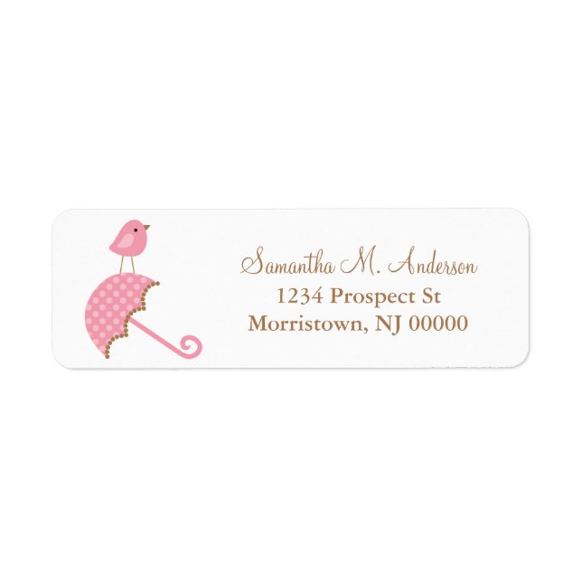 Cute Pink Bird Label (Front)