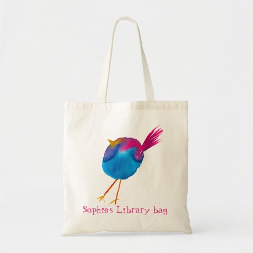 Cute pink bird library bag