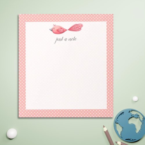 Cute Pink Bird  Notepad
