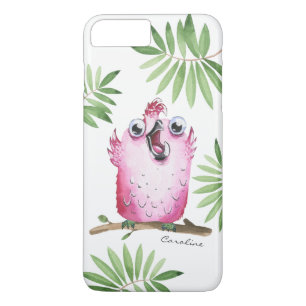 Cute Pink Bird with Your Name iPhone 8 Plus/7 Plus Case