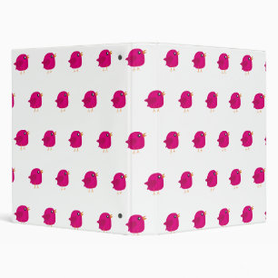 Cute Pink Birdy Illustration 3 Ring Binder