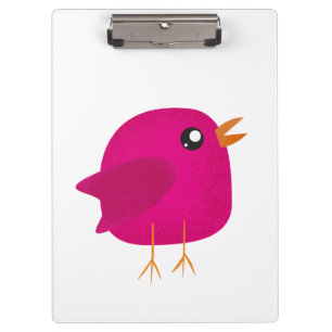 Cute Pink Birdy Illustration Clipboard