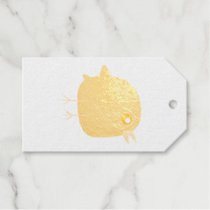 Cute Pink Birdy Illustration Foil Gift Tags