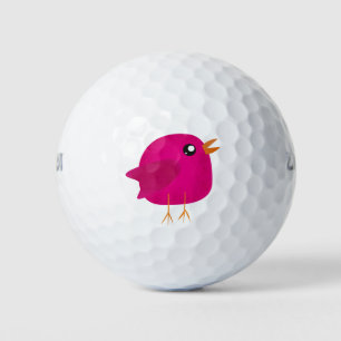 Cute Pink Birdy Illustration Golf Balls