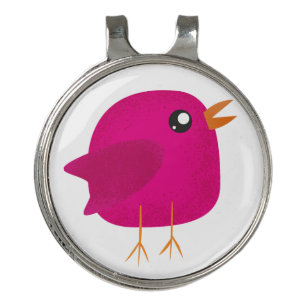 Cute Pink Birdy Illustration Golf Hat Clip