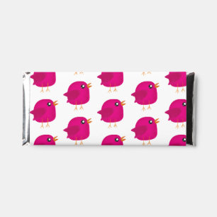 Cute Pink Birdy Illustration Hershey Bar Favors