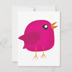 Cute Pink Birdy Illustration Holiday Card