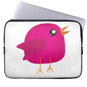 Cute Pink Birdy Illustration Laptop Sleeve