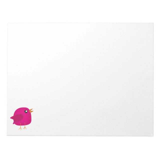 Cute Pink Birdy Illustration Notepad (Front)