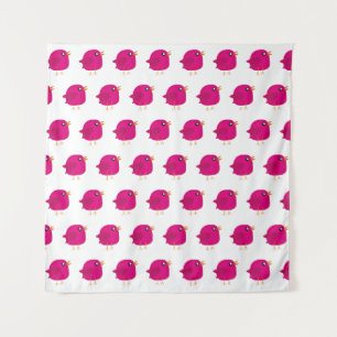 Cute Pink Birdy Illustration Tapestry