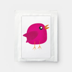 Cute Pink Birdy Illustration Tea Bag Drink Mix