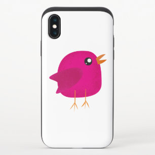 Cute Pink Birdy Illustration iPhone X Slider Case