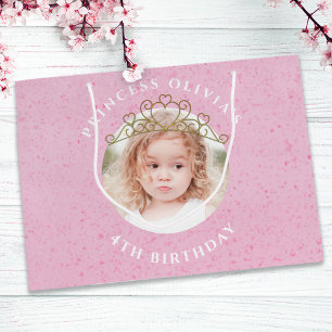 Cute Pink Birthday Girl Princess Tiara Simple Large Gift Bag