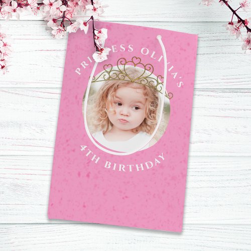 Cute Pink Birthday Girl Princess Tiara Simple  Medium Gift Bag