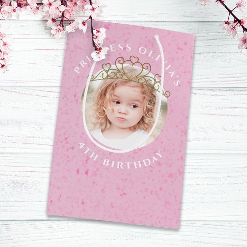 Cute Pink Birthday Girl Princess Tiara Simple  Medium Gift Bag